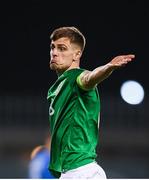 10 October 2019; Jayson Molumby of Republic of Ireland protests to refree Sascha Stegemann during the UEFA European U21 Championship Qualifier Group 1 match between Republic of Ireland and Italy at Tallaght Stadium in Tallaght, Dublin. Photo by Eóin Noonan/Sportsfile