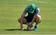 11 October 2019; Head coach Joe Schmidt checks the state of the pitch during the Ireland Captain's Run at the Fukuoka Hakatanomori Stadium in Fukuoka, Japan. Photo by Brendan Moran/Sportsfile