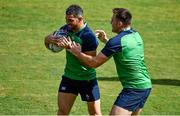 11 October 2019; Rob Kearney, left, and Niall Scannell during the Ireland Captain's Run at the Fukuoka Hakatanomori Stadium in Fukuoka, Japan. Photo by Brendan Moran/Sportsfile