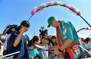 11 October 2019; Garry Ringrose signs autographs for students during a visit by the Ireland rugby squad to Kasuga Elementary School in Kusaga, Fukuoka, Japan. Photo by Brendan Moran/Sportsfile