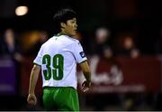 4 October 2019; Yuta Sasaki of Cabinteely during the SSE Airtricity League First Division Promotion / Relegation Play-Off Series First Leg match between Cabinteely and Longford Town at Stradbrook Road in Blackrock, Dublin. Photo by Piaras Ó Mídheach/Sportsfile