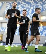 11 October 2019; Shane Duffy, left, and Aaron Connolly during a Republic of Ireland training session at the Boris Paichadze Erovnuli Stadium in Tbilisi, Georgia. Photo by Stephen McCarthy/Sportsfile