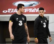 11 October 2019; Kevin Long, left, and John Egan during a Republic of Ireland training session at the Boris Paichadze Erovnuli Stadium in Tbilisi, Georgia. Photo by Stephen McCarthy/Sportsfile