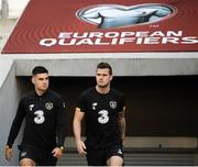 11 October 2019; Kevin Long, left, and John Egan during a Republic of Ireland training session at the Boris Paichadze Erovnuli Stadium in Tbilisi, Georgia. Photo by Stephen McCarthy/Sportsfile