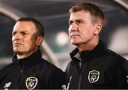 10 October 2019; Republic of Ireland head coach Stephen Kenny, right, and assistant coach Jim Crawford prior to the UEFA European U21 Championship Qualifier Group 1 match between Republic of Ireland and Italy at Tallaght Stadium in Tallaght, Dublin. Photo by Eóin Noonan/Sportsfile