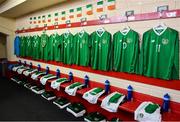 11 October 2019; A general view of the Republic of Ireland dressing room ahead of the Under-19 International Friendly match between Republic of Ireland and Denmark at The Showgrounds in Sligo. Photo by Sam Barnes/Sportsfile