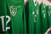 11 October 2019; A detailed view of the shirt assigned to Harvey Neville of Republic of Ireland in the dressing room ahead of the Under-19 International Friendly match between Republic of Ireland and Denmark at The Showgrounds in Sligo. Photo by Sam Barnes/Sportsfile