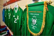 11 October 2019; A pendant hangs in the Republic of Ireland dressing room ahead of the Under-19 International Friendly match between Republic of Ireland and Denmark at The Showgrounds in Sligo. Photo by Sam Barnes/Sportsfile