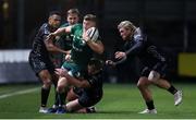 11 October 2019; Peter Robb of Connacht is tackled by Tyler Morgan of Dragons during the Guinness PRO14 Round 3 match between Dragons and Connacht at Rodney Parade in Newport, Wales. Photo by Chris Fairweather/Sportsfile
