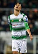 11 October 2019; Graham Burke of Shamrock Rovers after missing a shot at goal during the SSE Airtricity League Premier Division match between Shamrock Rovers and Finn Harps at Tallaght Stadium in Dublin. Photo by Matt Browne/Sportsfile