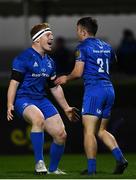11 October 2019; Rowan Osborne of Leinster celebrates after scoring his side's sixth try with James Tracy during the Guinness PRO14 Round 3 match between Leinster and Edinburgh at the RDS Arena in Dublin. Photo by Harry Murphy/Sportsfile