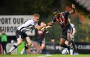 11 October 2019; Andre Wright of Bohemians is tackled by Seán Hoare of Dundalk during the SSE Airtricity League Premier Division match between Bohemians and Dundalk at Dalymount Park in Dublin. Photo by Eóin Noonan/Sportsfile