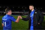 11 October 2019; Ross Byrne, right, and Rowan Osborne of Leinster shake hands following the Guinness PRO14 Round 3 match between Leinster and Edinburgh at the RDS Arena in Dublin. Photo by Harry Murphy/Sportsfile