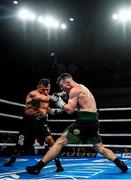 11 October 2019; Pierce O'Leary, right, in action against Oscar Amador during their super lightweight bout at the MTK Fight Night in the Ulster Hall, Belfast. Photo by David Fitzgerald/Sportsfile