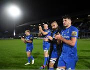 11 October 2019; Leinster players, from right, Max Deegan, Scott Fardy, Devin Toner and James Tracy applaud fans following the Guinness PRO14 Round 3 match between Leinster and Edinburgh at the RDS Arena in Dublin. Photo by Harry Murphy/Sportsfile