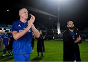 11 October 2019; Devin Toner, left, and Scott Fardy of Leinster applaud fans following the Guinness PRO14 Round 3 match between Leinster and Edinburgh at the RDS Arena in Dublin. Photo by Harry Murphy/Sportsfile