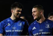11 October 2019; Harry Byrne, left, and Scott Penny of Leinster following the Guinness PRO14 Round 3 match between Leinster and Edinburgh at the RDS Arena in Dublin. Photo by Ramsey Cardy/Sportsfile