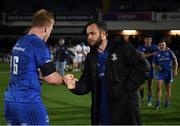 11 October 2019; Jamison Gibson-Park, right, and James Tracy of Leinster shake hands following the Guinness PRO14 Round 3 match between Leinster and Edinburgh at the RDS Arena in Dublin. Photo by Harry Murphy/Sportsfile