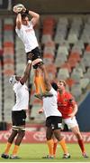 11 October 2019; Henco Venter of Toyota Cheetahs wins possession in the lineout during the Guinness PRO14 Round 3 match between Toyota Cheetahs and Munster at Toyota Stadium in Bloemfontein, South Africa. Photo by Johan Pretorius/Sportsfile