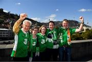12 October 2019; Republic of Ireland supporters, Val Fitzgerald, from Tipperary, Michelle McArdle, from Sligo, James Fitzgerald, from Tipperary, Christine Fitzgerald, from Tipperary, and Philip Keenan, from Mullingar, Westmeath, in Tbilisi prior to their side's UEFA EURO2020 Qualifier match against Georgia at the Boris Paichadze Erovnuli Stadium. Photo by Seb Daly/Sportsfile