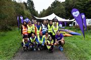 12 October 2019; Event Director AnnaMarie McCleary and volunteers with Vhi ambassador and Olympian David Gillick at the Monaghan Town parkrun, Rossmore Forest Park, Gortnakeegan, Monaghan, where Vhi hosted a special event to celebrate their partnership with parkrun Ireland. Vhi ambassador and Olympian David Gillick was on hand to lead the warm up for parkrun participants before completing the 5km free event. Parkrunners enjoyed refreshments post event at the Vhi Rehydrate, Relax, Refuel and Reward areas. parkrun in partnership with Vhi support local communities in organising free, weekly, timed 5k runs every Saturday at 9.30am. To register for a parkrun near you visit www.parkrun.ie. Photo by Piaras Ó Mídheach/Sportsfile