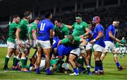 12 October 2019; Ireland players celebrate their side's first try, scored by Rory Best, during the 2019 Rugby World Cup Pool A match between Ireland and Samoa at the Fukuoka Hakatanomori Stadium in Fukuoka, Japan. Photo by Brendan Moran/Sportsfile