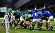 12 October 2019; Rory Best of Ireland charges forward on his way to scoring his side's first try during the 2019 Rugby World Cup Pool A match between Ireland and Samoa at the Fukuoka Hakatanomori Stadium in Fukuoka, Japan. Photo by Brendan Moran/Sportsfile