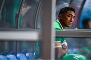 12 October 2019; Bundee Aki of Ireland sits on the bench after being shown a red card during the 2019 Rugby World Cup Pool A match between Ireland and Samoa at the Fukuoka Hakatanomori Stadium in Fukuoka, Japan. Photo by Brendan Moran/Sportsfile