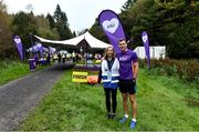 12 October 2019; Vhi ambassador and Olympian David Gillick pictured with Event Director AnnaMarie McCleary at the Monaghan Town parkrun, Rossmore Forest Park, Gortnakeegan, Monaghan, where Vhi hosted a special event to celebrate their partnership with parkrun Ireland. Vhi ambassador and Olympian David Gillick was on hand to lead the warm up for parkrun participants before completing the 5km free event. Parkrunners enjoyed refreshments post event at the Vhi Rehydrate, Relax, Refuel and Reward areas. parkrun in partnership with Vhi support local communities in organising free, weekly, timed 5k runs every Saturday at 9.30am. To register for a parkrun near you visit www.parkrun.ie. Photo by Piaras Ó Mídheach/Sportsfile