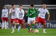 12 October 2019; Aaron Connolly of Republic of Ireland in action against Jano Ananidze, left, and Jaba Kankava of Georgia during the UEFA EURO2020 Qualifier match between Georgia and Republic of Ireland at the Boris Paichadze Erovnuli Stadium in Tbilisi, Georgia. Photo by Stephen McCarthy/Sportsfile