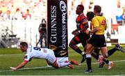 12 October 2019; John Cooney of Ulster scores a try during the Guinness PRO14 Round 3 match between Isuzu Southern Kings and Ulster at Nelson Mandela Bay Stadium in Port Elizabeth, South Africa. Photo by Michael Sheehan/Sportsfile