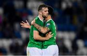 12 October 2019; Shane Duffy, left, and Derrick Williams of Republic of Ireland following the UEFA EURO2020 Qualifier match between Georgia and Republic of Ireland at the Boris Paichadze Erovnuli Stadium in Tbilisi, Georgia. Photo by Stephen McCarthy/Sportsfile