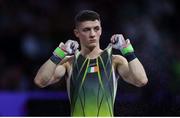 12 October 2019; Rhys McClenaghan of Ireland prepares to compete in the pommel-horse final during the 49th FIG Artistic Gymnastics World Championships at Stuttgart in Germany. Photo by Thomas Schreyer/Sportsfile