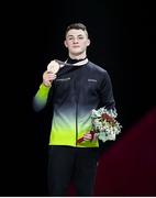 12 October 2019; Rhys McClenaghan of Ireland with his Bronze medal after the pommel-horse final during the 49th FIG Artistic Gymnastics World Championships at Stuttgart in Germany. Photo by Thomas Schreyer/Sportsfile