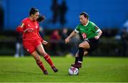 12 October 2019; Megan Smyth-Lynch of Peamount United in action against Jess Ziu of Shelbourne during the Só Hotels Women’s National League match between Peamount United and Shelbourne at PRL Park, Greenogue, Co. Dublin. Photo by Sam Barnes/Sportsfile