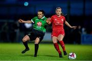 12 October 2019; Chloe Mustaki of Shelbourne in action against Aine O'Gorman of Peamount United during the Só Hotels Women’s National League match between Peamount United and Shelbourne at PRL Park, Greenogue, Co. Dublin. Photo by Sam Barnes/Sportsfile