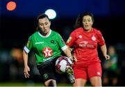 12 October 2019; Megan Smyth-Lynch of Peamount United in action against Noelle Murray of Shelbourne during the Só Hotels Women’s National League match between Peamount United and Shelbourne at PRL Park, Greenogue, Co. Dublin. Photo by Sam Barnes/Sportsfile