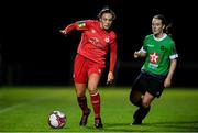 12 October 2019; Jess Ziu of Shelbourne in action against Lucy McCarten of Peamount United during the Só Hotels Women’s National League match between Peamount United and Shelbourne at PRL Park, Greenogue, Co. Dublin. Photo by Sam Barnes/Sportsfile