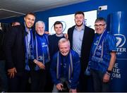 11 October 2019; Leinster players Adam Byrne, Hugh O'Sullivan and Will Connors with supporters in the Blue Room ahead of at the Guinness PRO14 Round 3 match between Leinster and Edinburgh at the RDS Arena in Dublin. Photo by Harry Murphy/Sportsfile