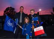 11 October 2019; Joe Bollard and Jan Knight with their son Shaun Knight-Bollard, aged seven, from Bray, Co. Wicklow, prior to the Guinness PRO14 Round 3 match between Leinster and Edinburgh at the RDS Arena in Dublin. Photo by Harry Murphy/Sportsfile