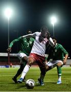 11 October 2019; Anis Ben Slimane of Denmark in action against Mazeed Ogungbo, left, and Armstrong Oko-Flex of Ireland during the Under-19 International Friendly match between Republic of Ireland and Denmark at The Showgrounds in Sligo. Photo by Sam Barnes/Sportsfile