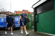 13 October 2019; Roman Salanoa, left, and Charlie Ryan of Leinster A arrive ahead of the Celtic Cup Final match between Leinster A and Ulster A at Energia Park in Donnybrook, Dublin. Photo by Ramsey Cardy/Sportsfile