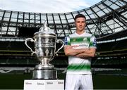 16 October 2019; Ronan Finn of Shamrock Rovers with the extra.ie FAI Cup during the FAI Cup Finals Day Photo Call at the Aviva Stadium in Dublin. Photo by Harry Murphy/Sportsfile
