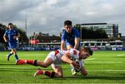 13 October 2019; Angus Kernohan of Ulster A in action against Andrew Smith of Leinster A during the Celtic Cup Final match between Leinster A and Ulster A at Energia Park in Donnybrook, Dublin. Photo by Ramsey Cardy/Sportsfile