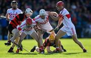 13 October 2019; De La Salle players, from left, Conor Giles Doran, Shane McNulty, and Eddie Barrett in action against Ballygunner players Michael Mahony, left, and Peter Hogan during the Waterford County Senior Club Hurling Championship Final match between Ballygunner and De La Salle at Walsh Park in Waterford. Photo by Piaras Ó Mídheach/Sportsfile