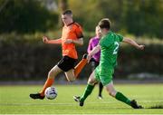 13 October 2019; Robbie Mahon of Bohemians in action against Kian Clancy of Kerry during the SSE Airtricity League - U17 Mark Farren Cup Final match between Kerry and Bohemians at Mounthawk Park in Tralee, Kerry. Photo by Harry Murphy/Sportsfile