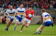 13 October 2019; Lee Brennan of Trillick in action against Ciaran Quinn, Aidan McCrory and Peter Harte of Errigal Ciaran during the Tyrone County Senior Club Football Championship Final match between Errigal Ciaran and Trillick at Healy Park in Omagh, Tyrone. Photo by Oliver McVeigh/Sportsfile