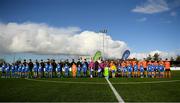 13 October 2019; Players and officials line up prior to the SSE Airtricity League - U17 Mark Farren Cup Final match between Kerry and Bohemians at Mounthawk Park in Tralee, Kerry. Photo by Harry Murphy/Sportsfile