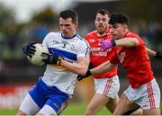 13 October 2019; Aidan McCrory of Errigal Ciaran in action against Lee Brennan of Trillick during the Tyrone County Senior Club Football Championship Final match between Errigal Ciaran and Trillick at Healy Park in Omagh, Tyrone. Photo by Oliver McVeigh/Sportsfile