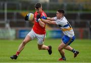 13 October 2019; Richard Donnelly of Trillick in action against Pauric McAnenly of Errigal Ciaran during the Tyrone County Senior Club Football Championship Final match between Errigal Ciaran and Trillick at Healy Park in Omagh, Tyrone. Photo by Oliver McVeigh/Sportsfile